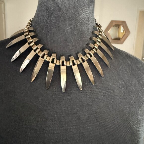 Vintage Industrial Style Chrome Necklace - Picture 2 of 4